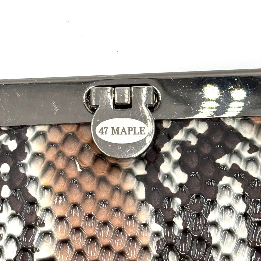47 Maple Snakeskin Clutch with Metal Trim